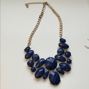 Elegant Blue and Gold Statement Necklace